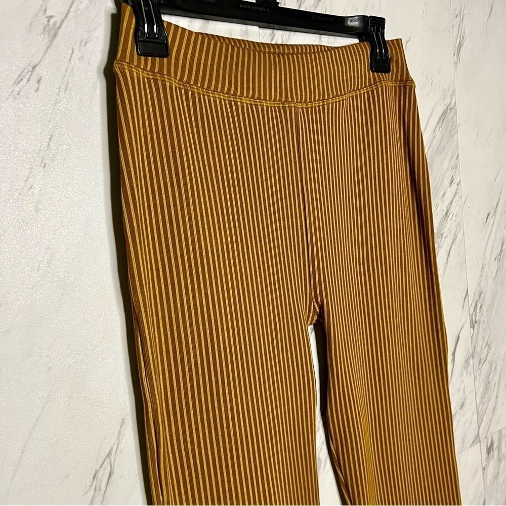 Good American Ribbed Seamless Flare Pants High Waisted Knit Leggings Mustard XL
